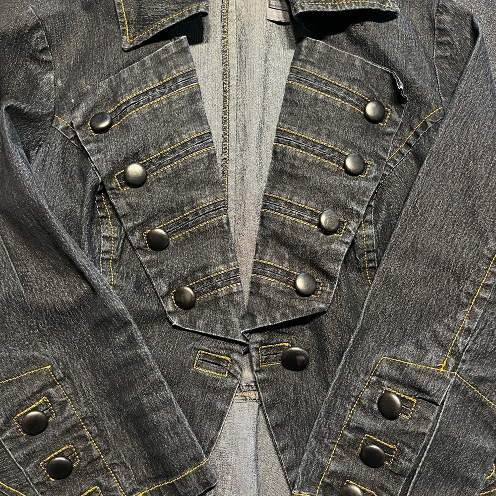 Stylish Black Denim Military Jacket